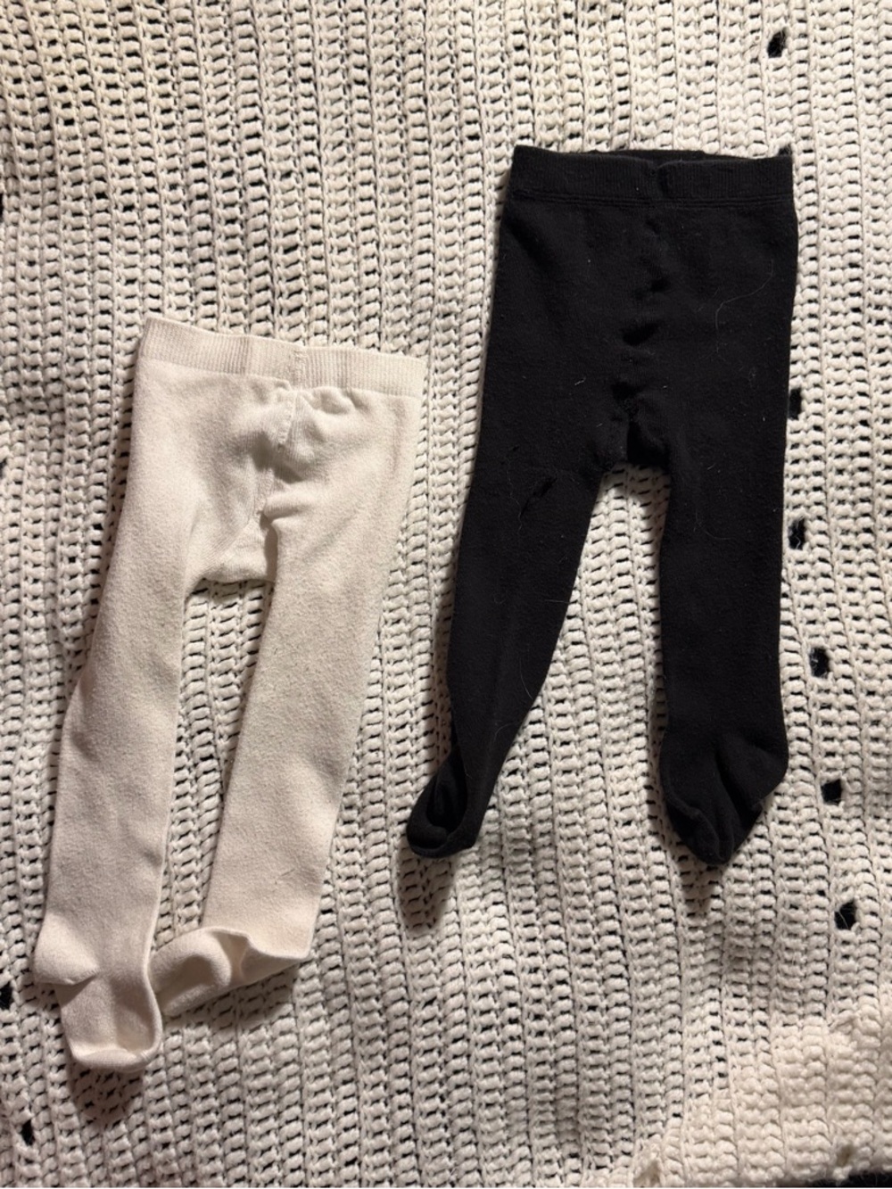 Toddler Footed Tights Set - Black & Cream